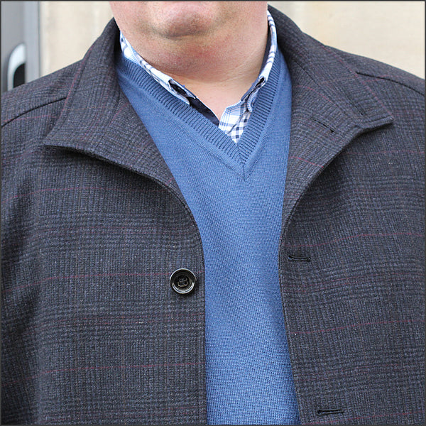 Douglas Watson Navy Check Car Coatª