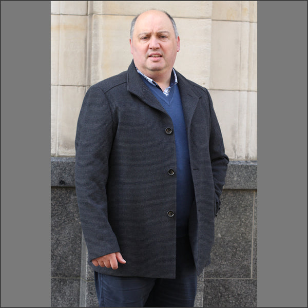 Douglas Watson Navy Check Car Coatª