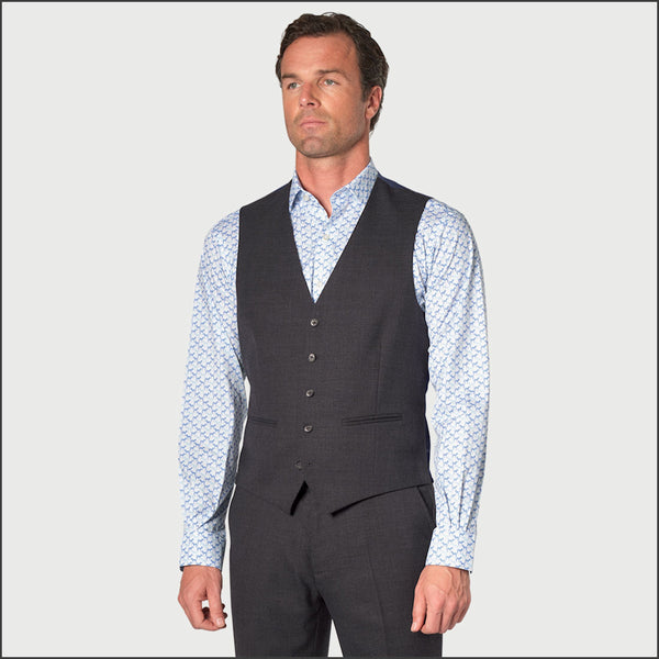 Brook Taverner Wells Charcoal Wool Blend Waistcoat*