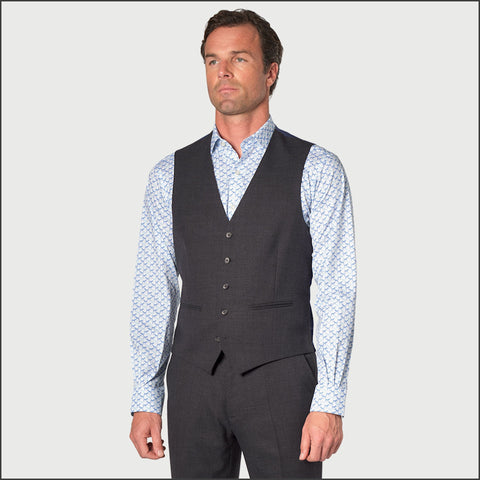 Brook Taverner Wells Charcoal Wool Blend Waistcoat*