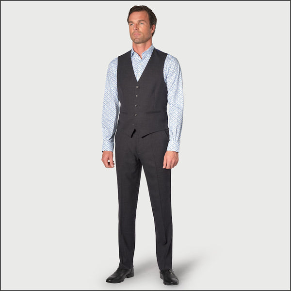 Brook Taverner Wells Charcoal Wool Blend Waistcoat*