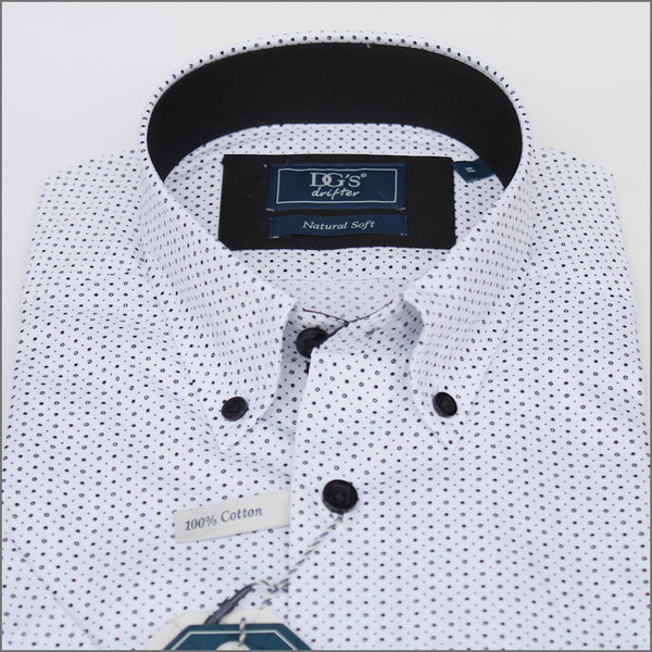 DG'S White & Black Dots Short sleeve Shirt.