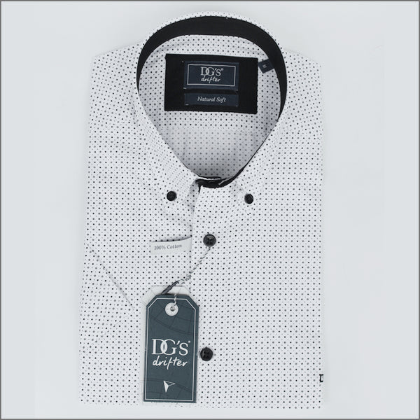 DG'S White & Black Dots Short sleeve Shirt.