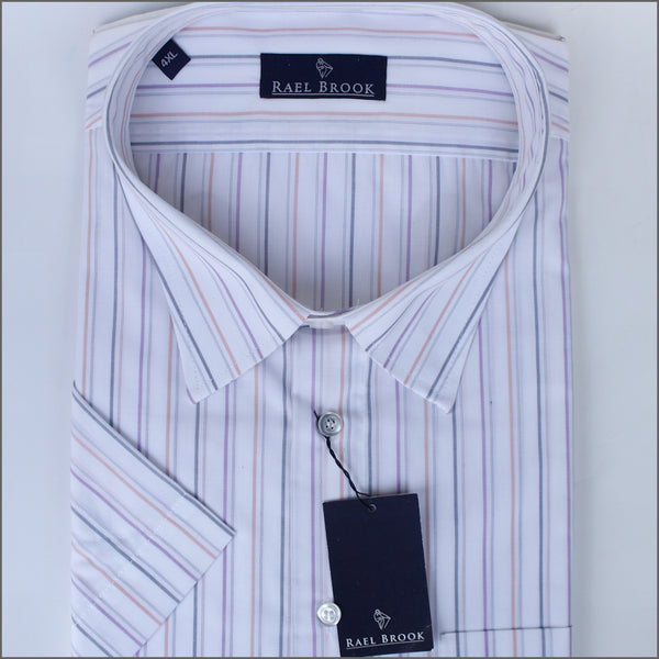 Rael Brook White & Orange Stripe Short sleeve Shirt.