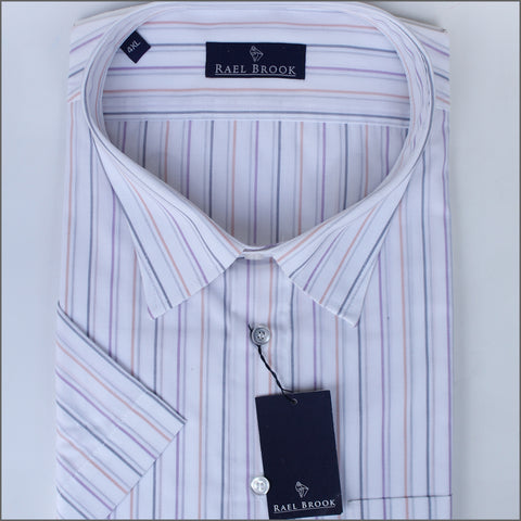 Rael Brook White & Orange Stripe Short sleeve Shirt.