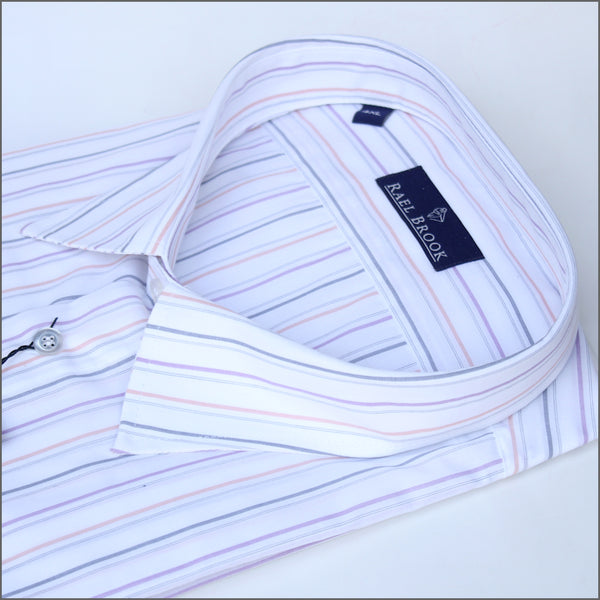 Rael Brook White & Orange Stripe Short sleeve Shirt.