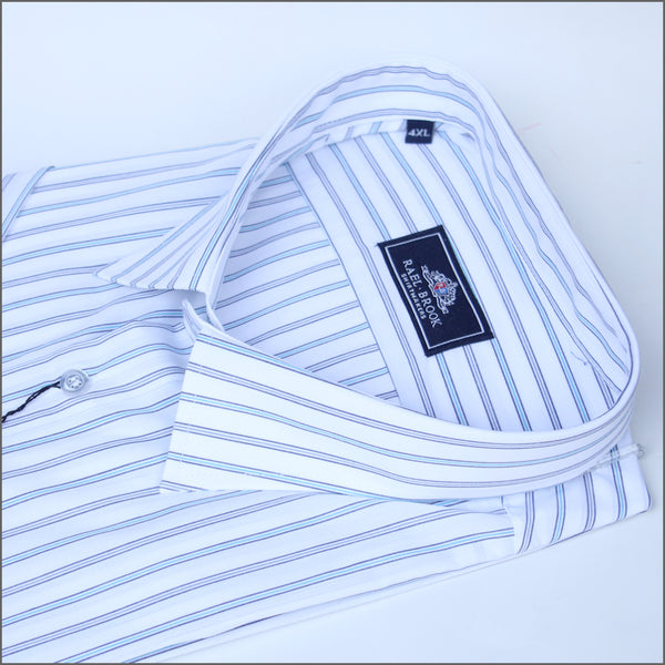 Rael Brook White & Blue Stripe Short sleeve Shirt.