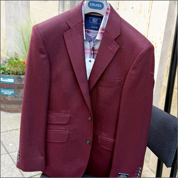 Douglas Wine Herringbone Wool Jacket.