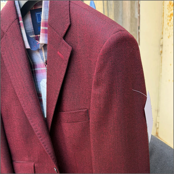 Douglas Wine Herringbone Wool Jacket.
