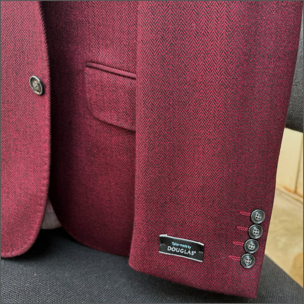 Douglas Wine Herringbone Wool Jacket.