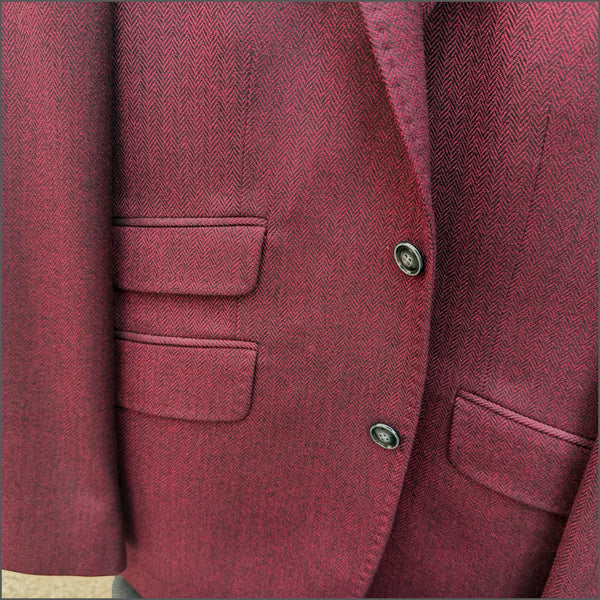 Douglas Wine Herringbone Wool Jacket.