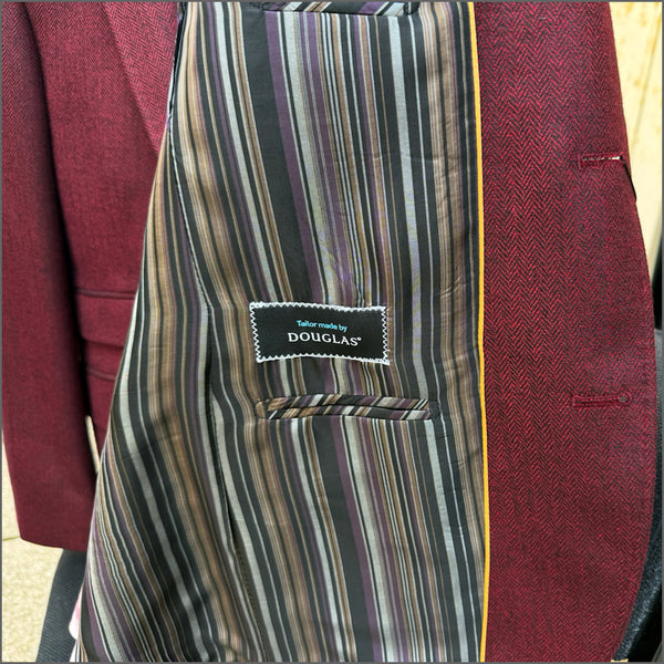 Douglas Wine Herringbone Wool Jacket.