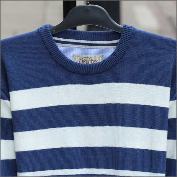 Drifter Blue & Cream Stripe Pattern Crewº