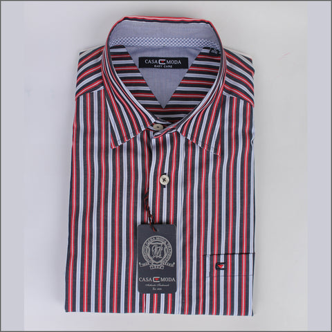 Casa Moda Red & White Stripe Short sleeve Shirt.