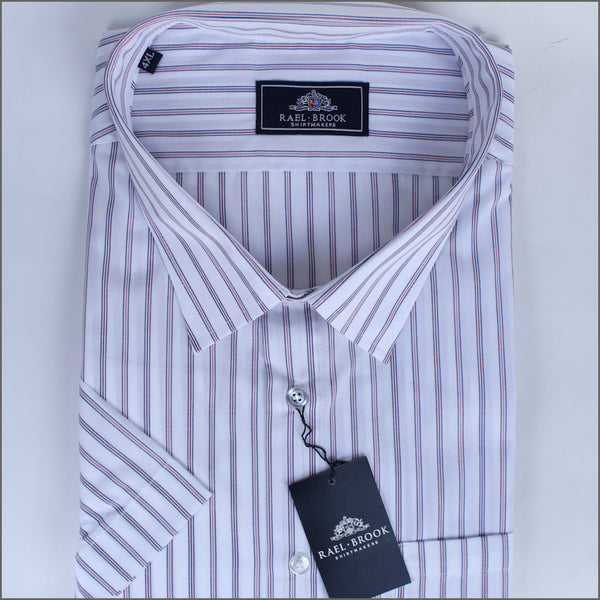 Rael Brook White & Red Stripe Short sleeve Shirt.