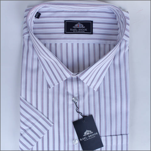 Rael Brook White & Red Stripe Short sleeve Shirt.