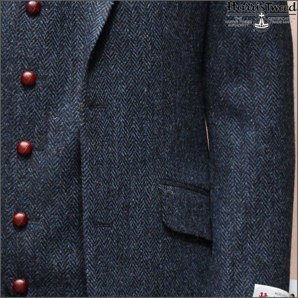 Harris Tweed Dark Blue Herringbone Jacket~~