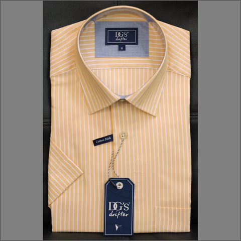 Dg's Lemon with White Stripe Short Sleeve Shirt=