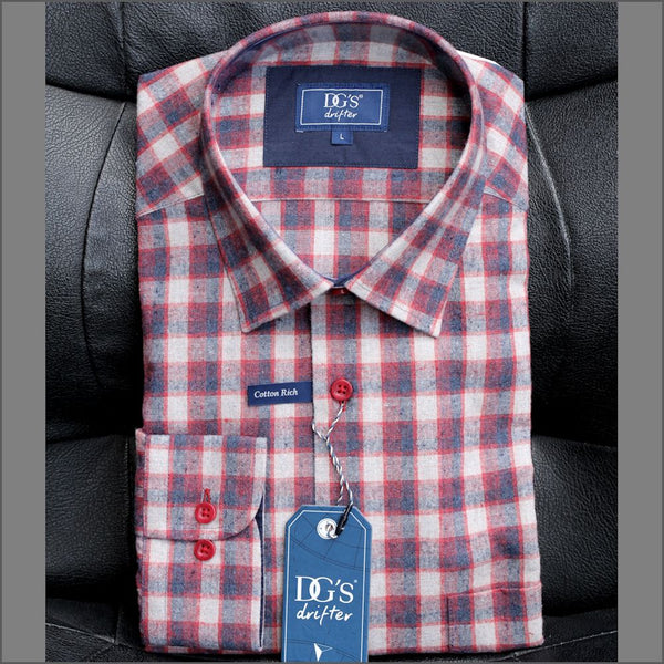 Drifter Giovanni Red & Navy Checked Shirt--