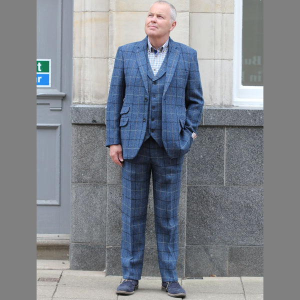 Harris Tweed Ensay Bule Marl Trouser=
