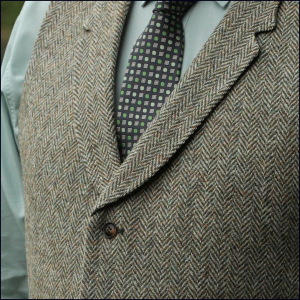 Harris Tweed Fawn Herringbone Waist Coat=