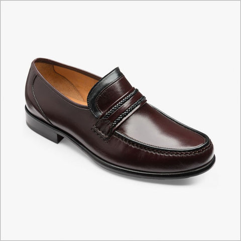 Loake Rome Burgundy Nappa Leather Moccasin=