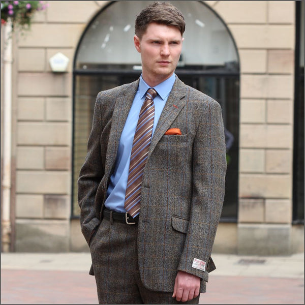 Harris Tweed Brown, Blue Herringbone Jacket>> | cwmenswear