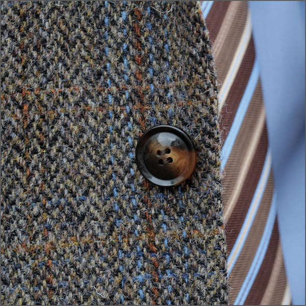 Harris Tweed Brown, Blue Herringbone Jacket=