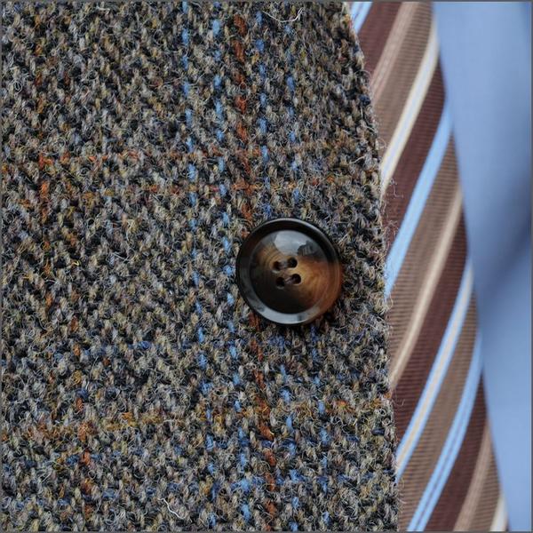 Harris Tweed Brown, Blue, Herringbone 3pc Suit=