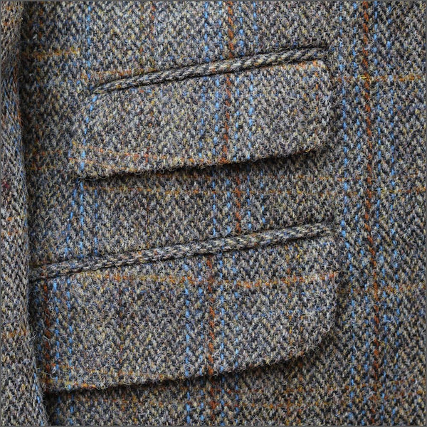 Harris Tweed Brown, Blue Herringbone Jacket=