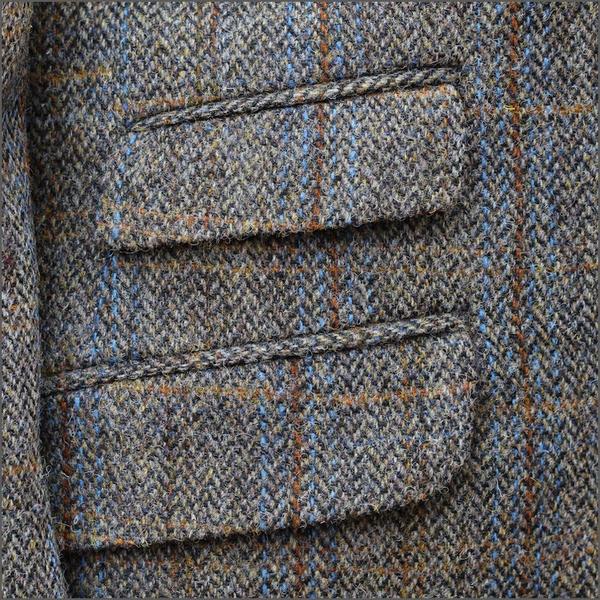 Harris Tweed Brown, Blue, Herringbone 3pc Suit=