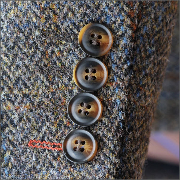 Harris Tweed Brown, Blue Herringbone Jacket=