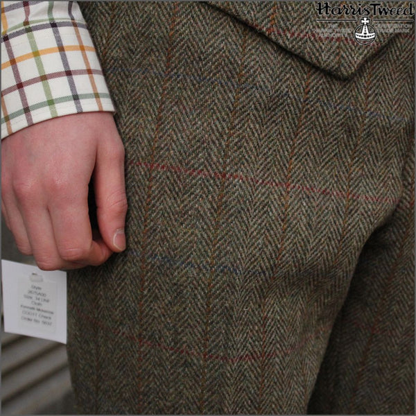Harris Tweed Beige/Olive Herringbone Trousers=