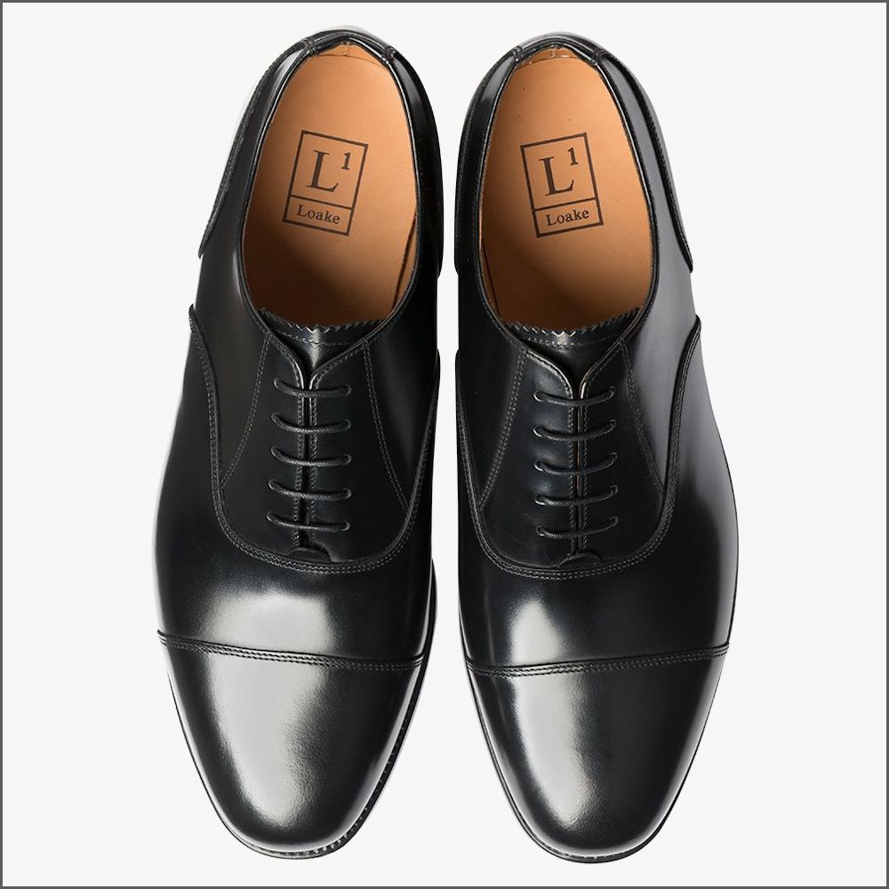 Loake 200 Black Capped Oxford Shoe> | cwmenswear