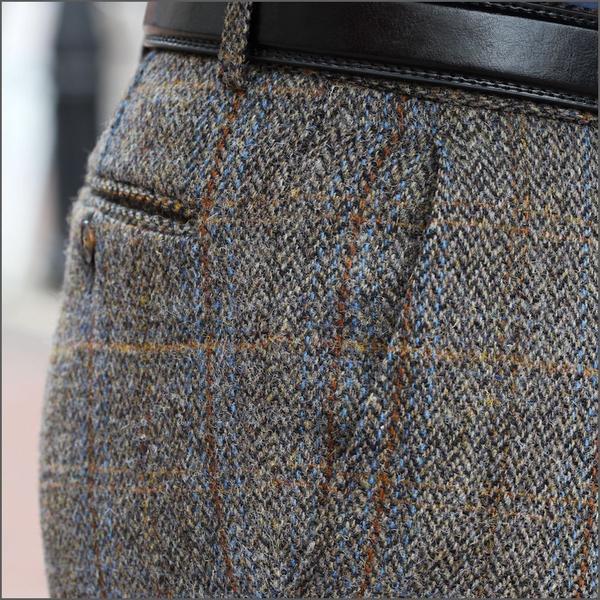 Harris Tweed Brown, Blue, Herringbone 3pc Suit=