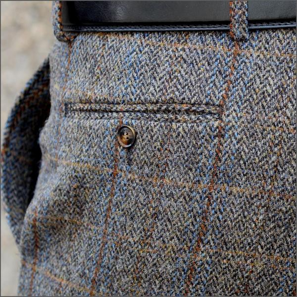 Harris Tweed Brown, Blue, Herringbone 3pc Suit=
