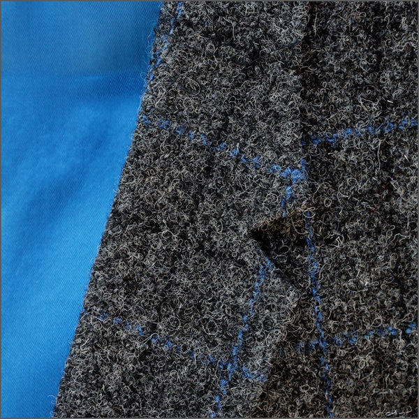 Harris Tweed Grey Marl with Blue Over Check Waistcoat=