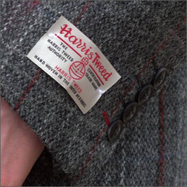 Harris Tweed Grey, Wine Check Jacket=