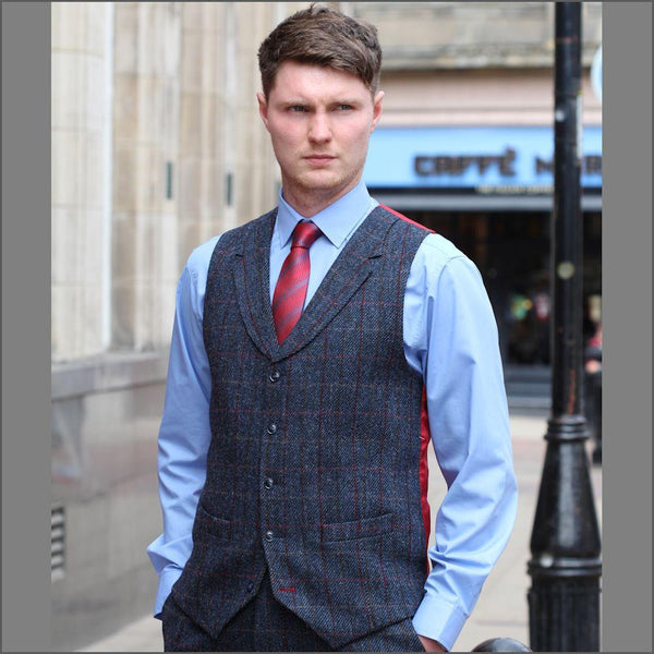 Harris Tweed Blue, Wine Check 3pc Suitº