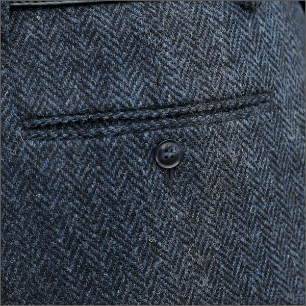 Harris Tweed Dark Blue Herringbone 3pc Suit=