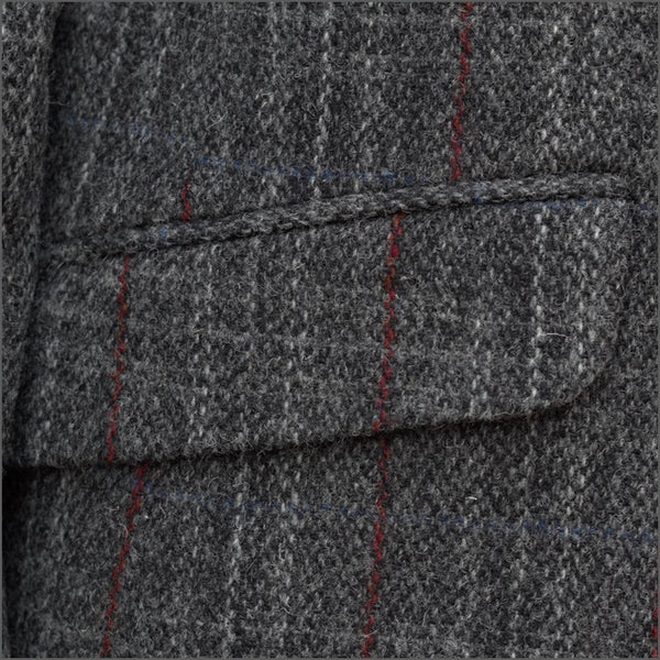 Harris Tweed Grey, Wine Check Jacket=