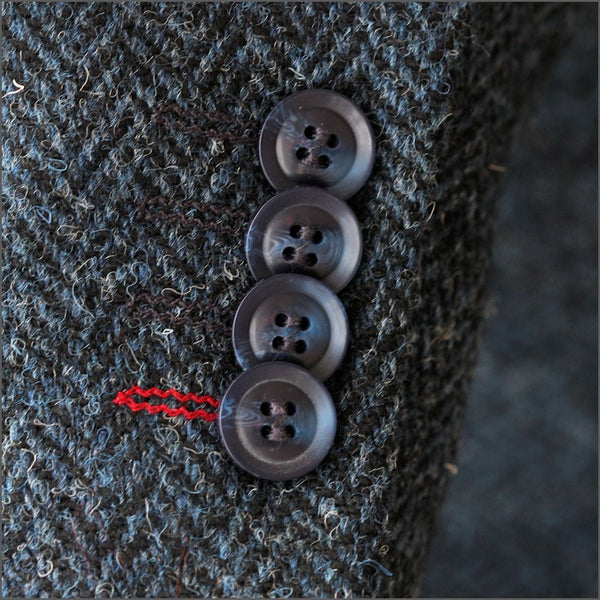 Harris Tweed Dark Blue Herringbone Overcoat*