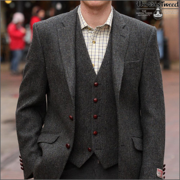 Harris Tweed Heather Blue Herringbone Jacket>