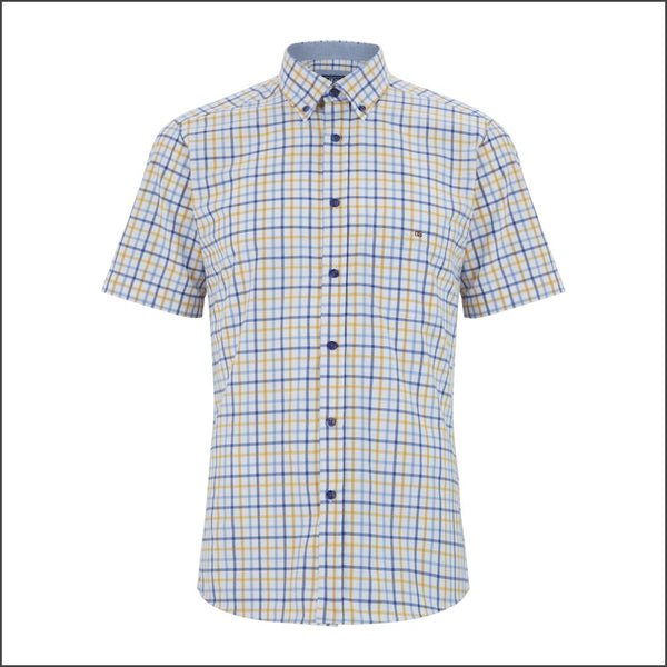 Dg's Yellow Blue Check Short Sleeve=