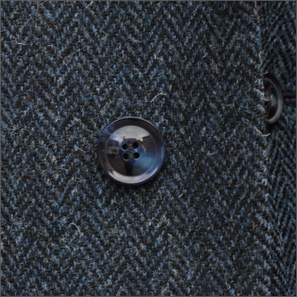 Harris Tweed Dark Blue Herringbone Overcoat*