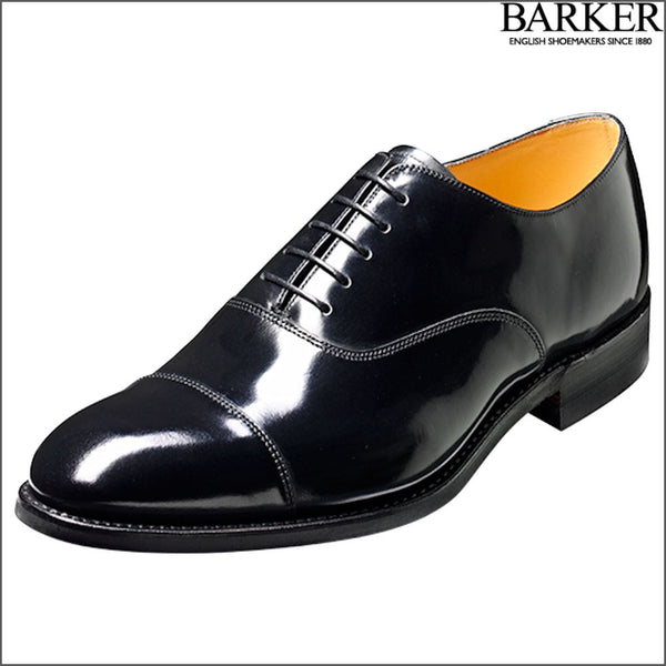 Barker Cheltenham Black Hi-Shine Oxford Toe Cap Size 8.5 Only*