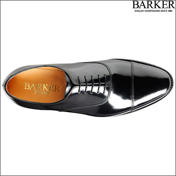 Barker Cheltenham Black Hi-Shine Oxford Toe Cap Size 8.5 Only*