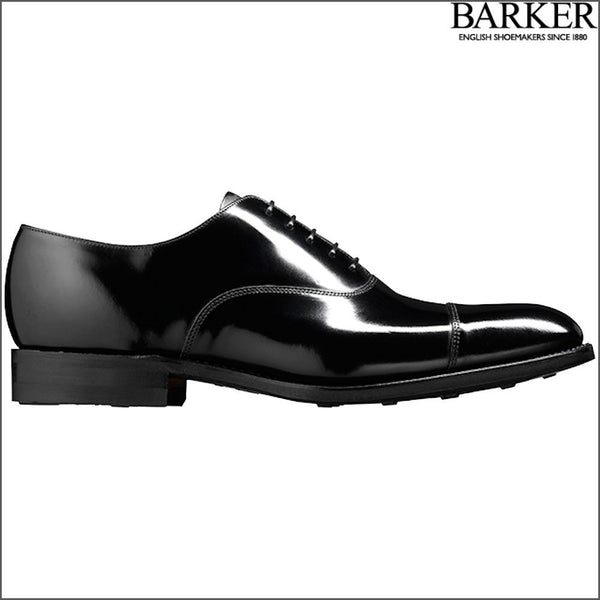 Barker Cheltenham Black Hi-Shine Oxford Toe Cap Size 8.5 Only*