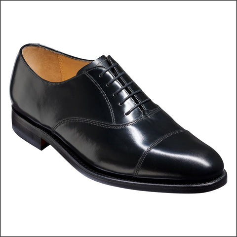 Barker Arnold Black Hi-Shine Oxford Toe Cap.