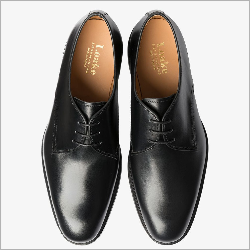 Loake Gable Black Contemporary Plain Tie Shoe* | cwmenswear
